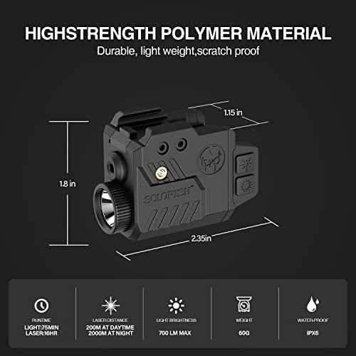 SOLOFISH 700 Lumens Pistol Light Laser Combo, Strobe & Memory Function ...