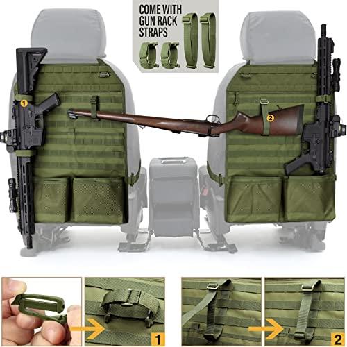 Molle Seat Back Organizer Panel w/ Truck Gun Rack Tactical Seat Cover  Universal
