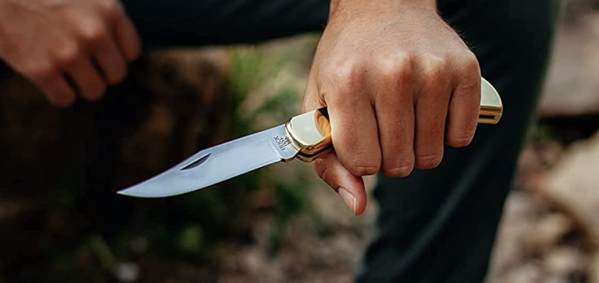 Buck Knives 110 Folding Hunter Lock-back Knife, Brass Bolsters