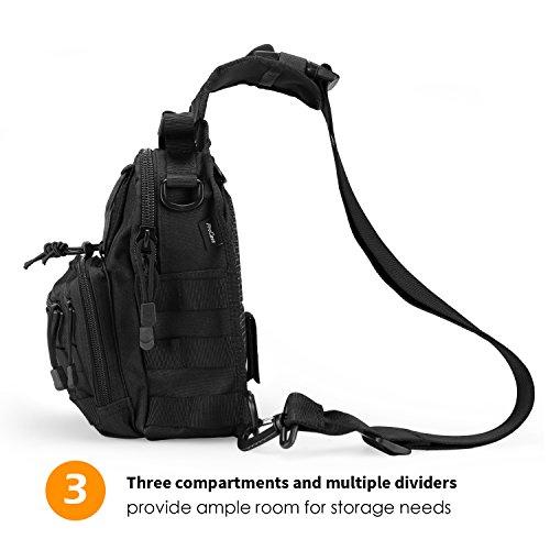 ProCase Tactical Sling Bag Pack, Black, 17.5 x 7.5