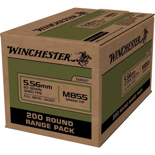Winchester USA Lake City M855 Green Tip Rifle 5.56mm 62gr FMJ 200/ct ...