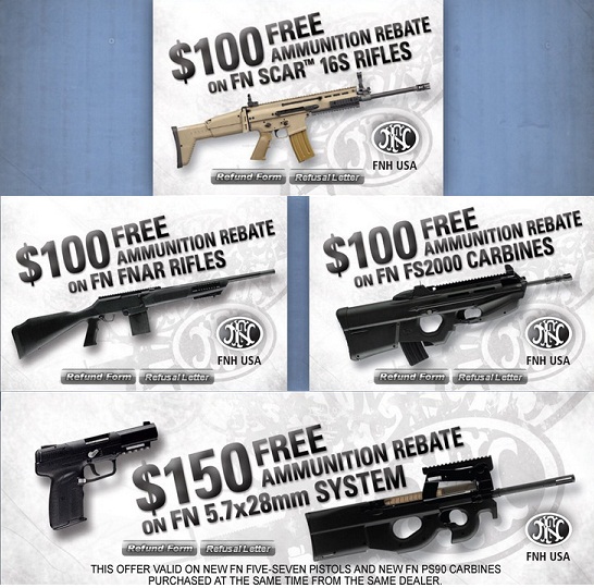 FHN USA 100 To 150 Ammunition Rebate Valid With Purchase Of FN Firearm And Ammunition Gun deals
