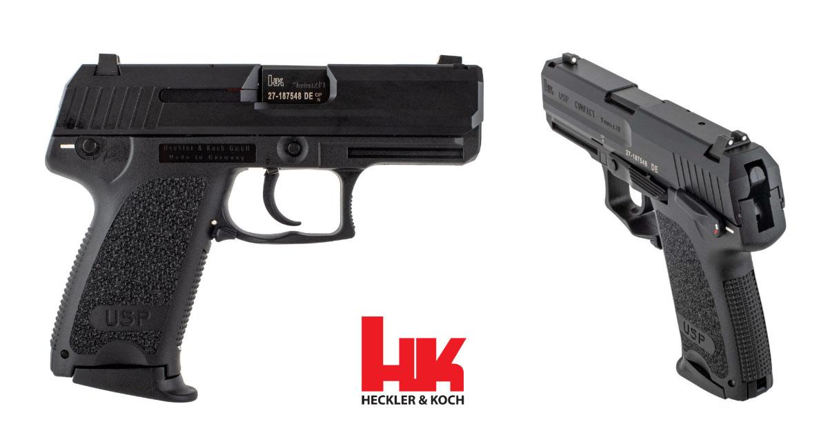 HK USP Compact V1 DA/SA 9mm, 3.58 Barrel, Black, 3-dot Sights, Decocker,  2x10rd MagsHK USP Compact V1 DA/SA 9mm, 3.58 Barrel, Black, 3-dot Sights,  Decocker, 2x10rd Mags - Impact Guns