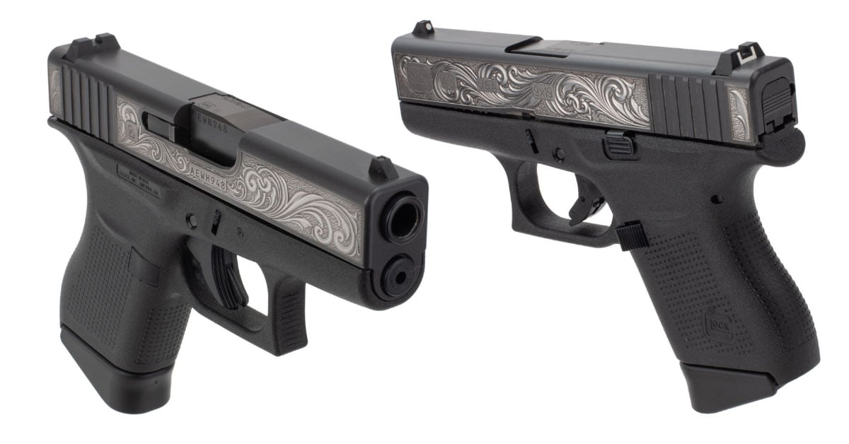 Glock 43 9mm Single Stack Pistol with Custom Engraved Slide (Made