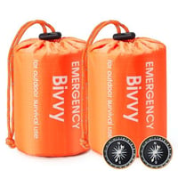 Esky Emergency Sleeping Bag with Compass, 2 Pack Emergency Blankets Portable Bivy Sack, Waterproof Lightweight Survival Gear Outdoor Emergency Supplies for Camping, Hiking, and Adventure - $9.35