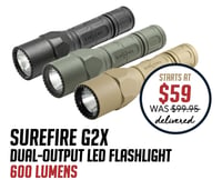 SureFire G2X LE Law Enforcement Dual-Output 600 Lumen LED Flashlights - $59