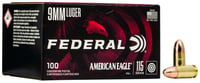 Federal AE9DP100 American Eagle 9mm Luger 115 gr Full Metal Jacket (FMJ) 100 Round Box - $25.25