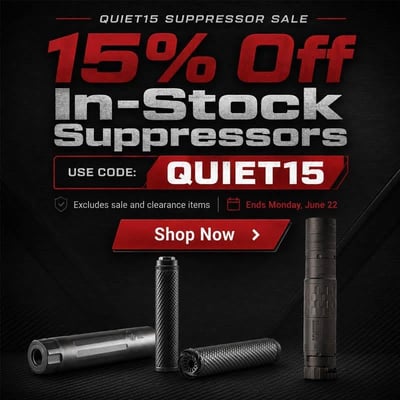 15% Off In-Stock Suppressors w/code "QUIET15" @ Sportsman's Outdoor Superstore (Free S/H on Firearms)