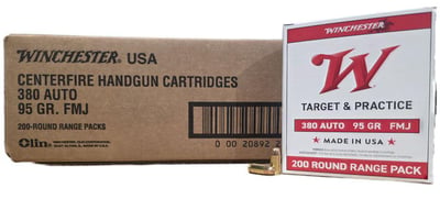 Winchester Target & Practice .380 Auto, 95gr FMU, 1000rd Case - $399.99