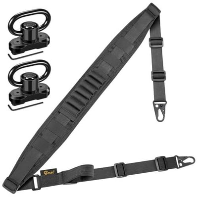 50% off CVLIFE Two Point Sling Quick Adjust Rifle Sling with Removable Shoulder Strap with 7 Elastic Loops for 9mm-13mm Calibers Traditional Gun Sling with 2 Pack 360° Metal Sling Swivels w/code FSMY2PY9 - $8.50 + FREE Shipping