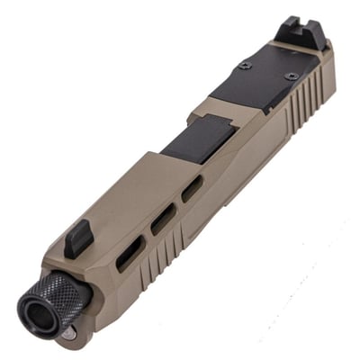 PSA Dagger Complete SW4 RMR Slide Assembly With Threaded Barrel, Extreme Carry Cut, & Ameriglo Lower 1/3 Co-Witness Sights, FDE (Rear sight Rear) - $189.99