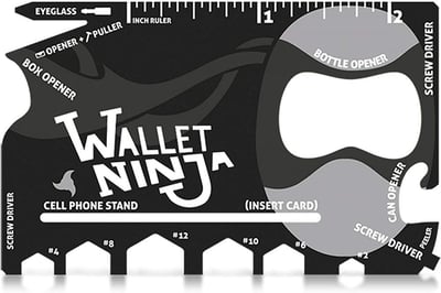 Wallet Ninja 18-in-1 Credit Card Sized Multi-Tool (Eyeglass Screwdriver, Hex Wrenches, Bottle Opener, Phone Stand, Can - $8.99 ($6 flat S/H or Free shipping for Amazon Prime members)