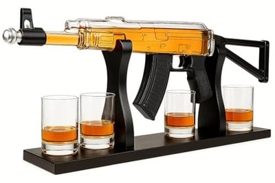 AK Whiskey Decanter Set Detachable Magazine & 4 Bullet Shot Glasses - $69.95 + FREE Shipping