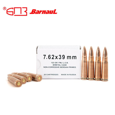 Barnaul 7.62x39 123gr FMJ Bimetal Case & Bullet 500rds Ammunition - $269.99 