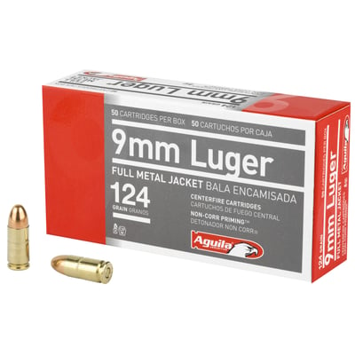 Aguila 9mm Luger 124GR FMJ Ammunition 1000 Rounds - $999.98
