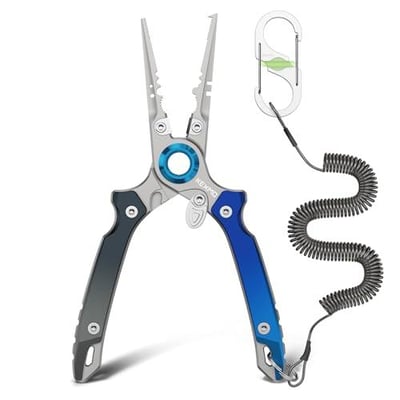 30% off KEXMO 17-4 Stainless Steel Fishing Pliers, 7.17" Saltwater Split Ring Plier, Hook Remover Tool with Tungsten Carbide Cutters, Lanyard and Dual-Gated Carabiner, Fishing Gear Accessories w/code IIW36NOO + FREE Shipping