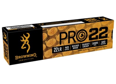 Browning Pro22 .22 LR 40 Grain LRN 100 Rounds - $5.49