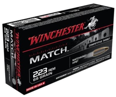 Winchester Ammo S223M2 Match 223Rem 69gr Sierra MatchKing BTHP 20 - $21.49 