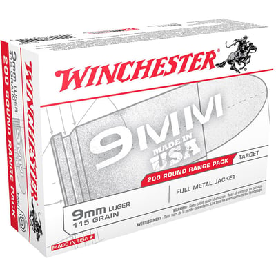 Winchester USA9W 9mm 115 GR FMJ 200 Rounds - $47.89