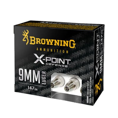 Browning X-Point Defense 9mm Luger Ammunition JHP 147 Grain 20 Rounds - $9.99 