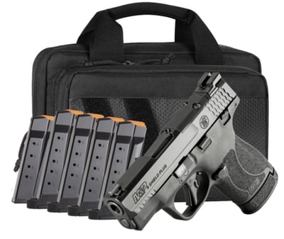 S&W Bundle M&P 9 Shield Plus OR 3.1" Barrel 9mm 10/13rd Pistol Savior Bag and 6 Mags - $419.99 