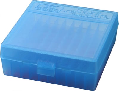 MTM 100 Round Flip-Top Ammo Box 41/44 Cal (Clear Blue/Green) - $2.49 (Add-on Item) (Free S/H over $25)