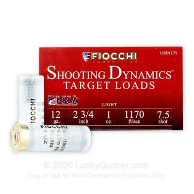 Fiocchi Target Shooting Dynamics 12 Gauge 2 3/4" 1 oz. #7.5 Shot 250 Rounds - $95 (buy 2 for $88.00 each)