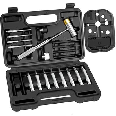 25PCS Roll Pin Punch Set and Bench Block with Hammer, Punch Set with Replaceable Face Hammer - $20.99 /CODE: 4R2X3XXJ + FREE Shipping