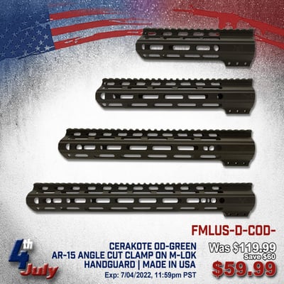 CERAKOTE OD-GREEN AR-15 Angle Cut Clamp on M-LOK Handguard Made in USA from $59.99  (Free Shipping)