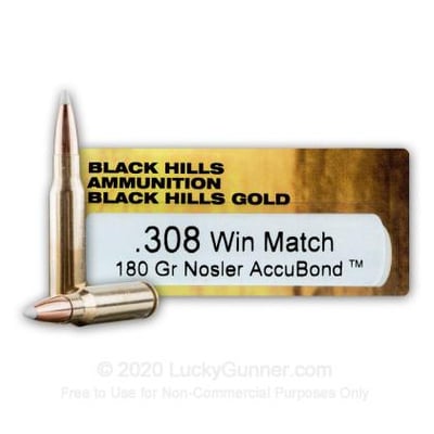 Black Hills Gold 308 180 Grain Nosler AccuBond Ballistic Tip 20 Rounds - $43.50