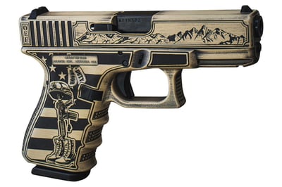 Glock 17 Gen5 9mm Pistol with Mountain Range Engraved Slide and Battlefield Cross Engraved Grips - $649.99 (Free S/H on Firearms)