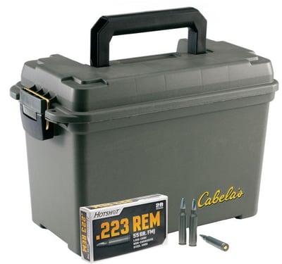 Hot Shot Bulk .223 Ammunition with Dry Storage Box .223 Remington 55 Grain FMJ 1200 rounds - $284.99 (Free Shipping over $50)