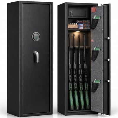 Marcree 5-8 Biometric Gun Safe, Fingerprint Gun Safe for Rifles and Pistols, Long Gun Cabinets for Rifles and Shotguns with Dual Alarm System, Quick Access Rifle Safes, No Assembly - $143.99 + FREE Shipping
