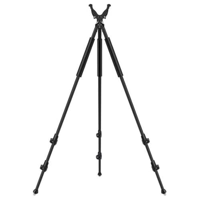 50% off CVLIFE Shooting Bipod Tripod with 360° V Yoke Rest, Adjustable Shooting Stick Rifle Bipod Tripod with Lever Locks, Lightweight Hunting Rest for Outdoor, Universal Shooting Rest for Rifles, Black w/code WHI2ZUZA - $24.99 + FREE Shipping