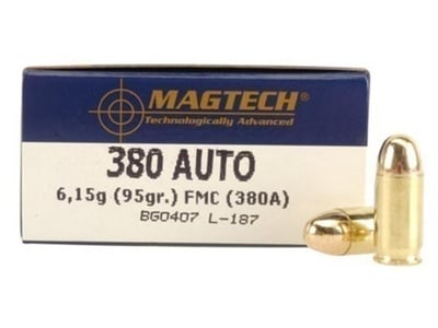 Magtech .380 ACP Ammo 95 Grain FMJ - 1000 rounds for $250 + Shipping fee as low as $5.95 