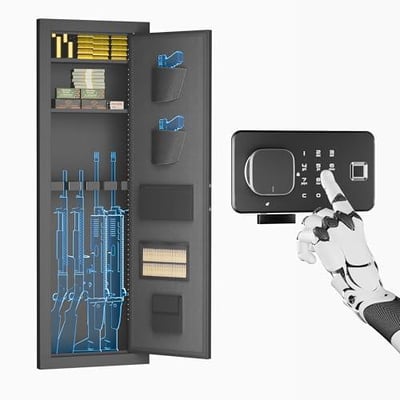 Pataku 4-6 in Wall Safe Between Studs, Hidden Safe with Multifunctional Lock and Removable Shelf, Rifle Wall Safe for Storage Firearm Money Valuables (Black) - $139.98 + FREE Shipping