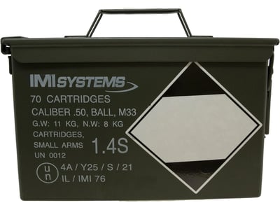 IMI Ammunition 50 BMG 661 Grain M33 Full Metal Jacket 70Rnd - $229.99 