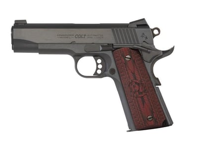 Colt 1911 Combat Commander 9mm 4.25" 9+1 Blued Carbon Steel Black Cherry G10 Grip - $863.65 