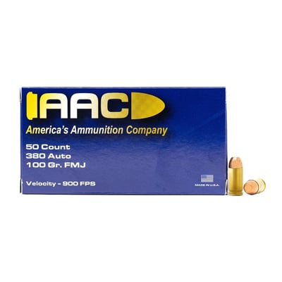 AAC 380 Auto Ammo 100 Grain FMJ 50rd Box - $12.99