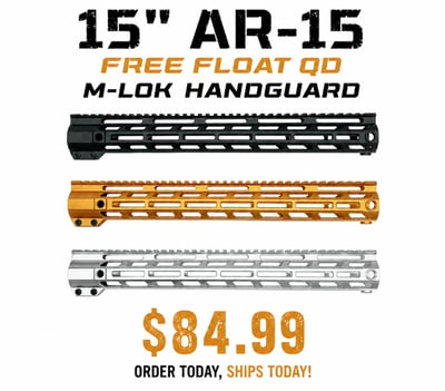 15" AR-15 Free Float QD M-LOK Handguard, Black - $84.99 