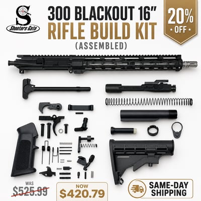 AR-15 300 Blackout 16″ Rifle Build Kit (Assembled) – Black - $420.79 