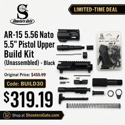 AR-15 5.56 NATO 5.5" Pistol Upper Build Kit - $319.19 w/ BUILD30 