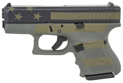 Glock 26 Gen4 9mm, 3.43" Barrel, Fixed Sights, Overall Operator Flag Cerakote, 10rd - $489.99 