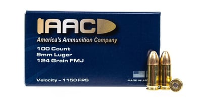 AAC 9mm Ammo 124 Grain FMJ 100rd Box With Jag Head Stamp - $26.99 
