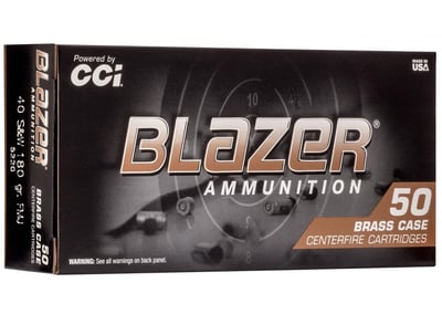 CCI Blazer Brass 40 S&W 180 GR FMJ 50 Rounds - $14.79