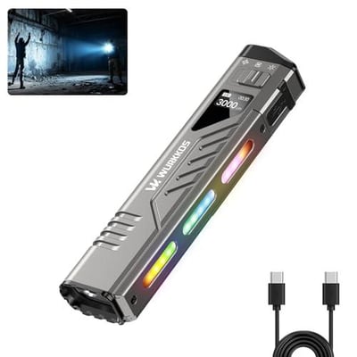 Wurkkos TD11 Tactical EDC Flashlight, 3000 Lumen Slim Flat Flashlight, USB-C Rechargeable Flashlight with OLED Display - $56.69 + FREE Shipping