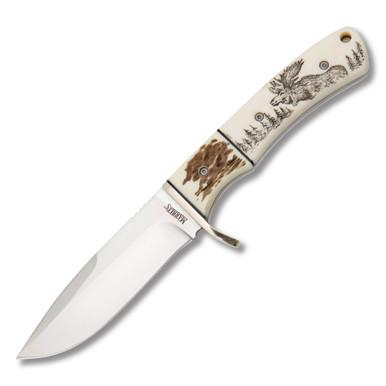 Marbles Moose Scrimshaw Stag Bone 3.25in Drop Point Fixed Blade - $13.74 (Free S/H over $95, excl. Ammo, Flamm.)