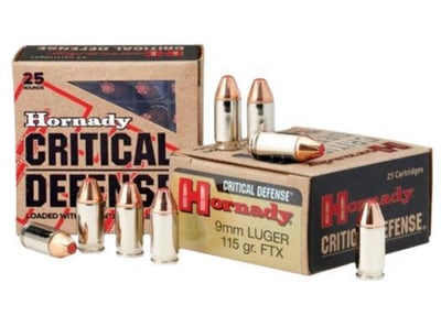 Hornady Critical Defense 9mm Ammo 115 Gr FTX 25rds - $19.99 