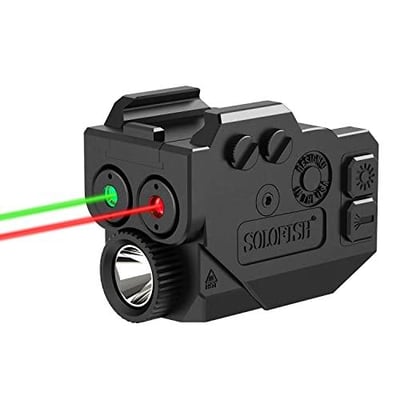 SOLOFISH 500 Lumens Pistol Light Laser Combo, Slidable Red Green Laser and Gun Light with Strobe & Memory Fits Full Size & Compact Rail, Rechargeable - $30.59 + FREE Shipping