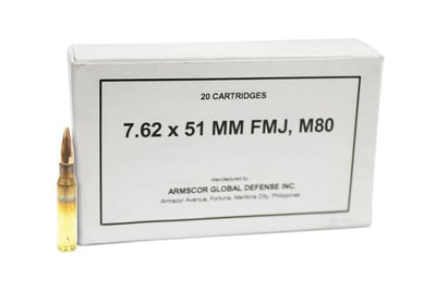 Armscor .308 Winchester ARM50203 147 Grain FMJ Ammo - 20 round box - 50203 - $15.95 (Free S/H over $175)